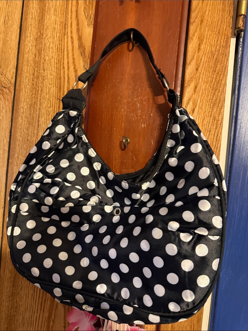 Polka Dot Black and White Hobo Bag - Women's Shoulder Purse